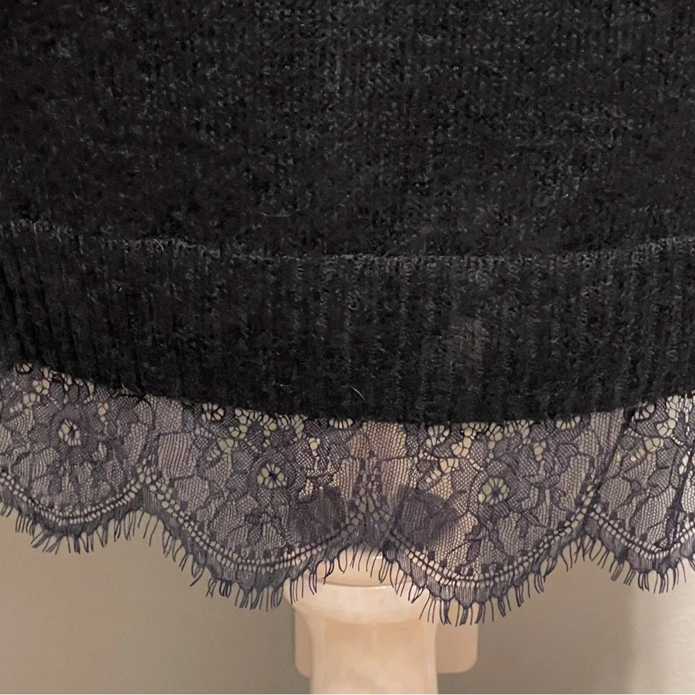 Lauren Conrad Blue Longline Cardigan Sweater Lace Trim Metallic Preppy Office XS - Picture 4 of 12